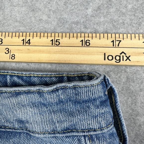 Free Assembly Jeans Denim Short WMNS Sz 14 Light Wash Blue Frayed Hem High Rise - Picture 9 of 11